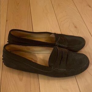 Tod's Black Loafers Suede Flats